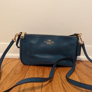 COACH Teal Top Handle Crossbody Leather Purse